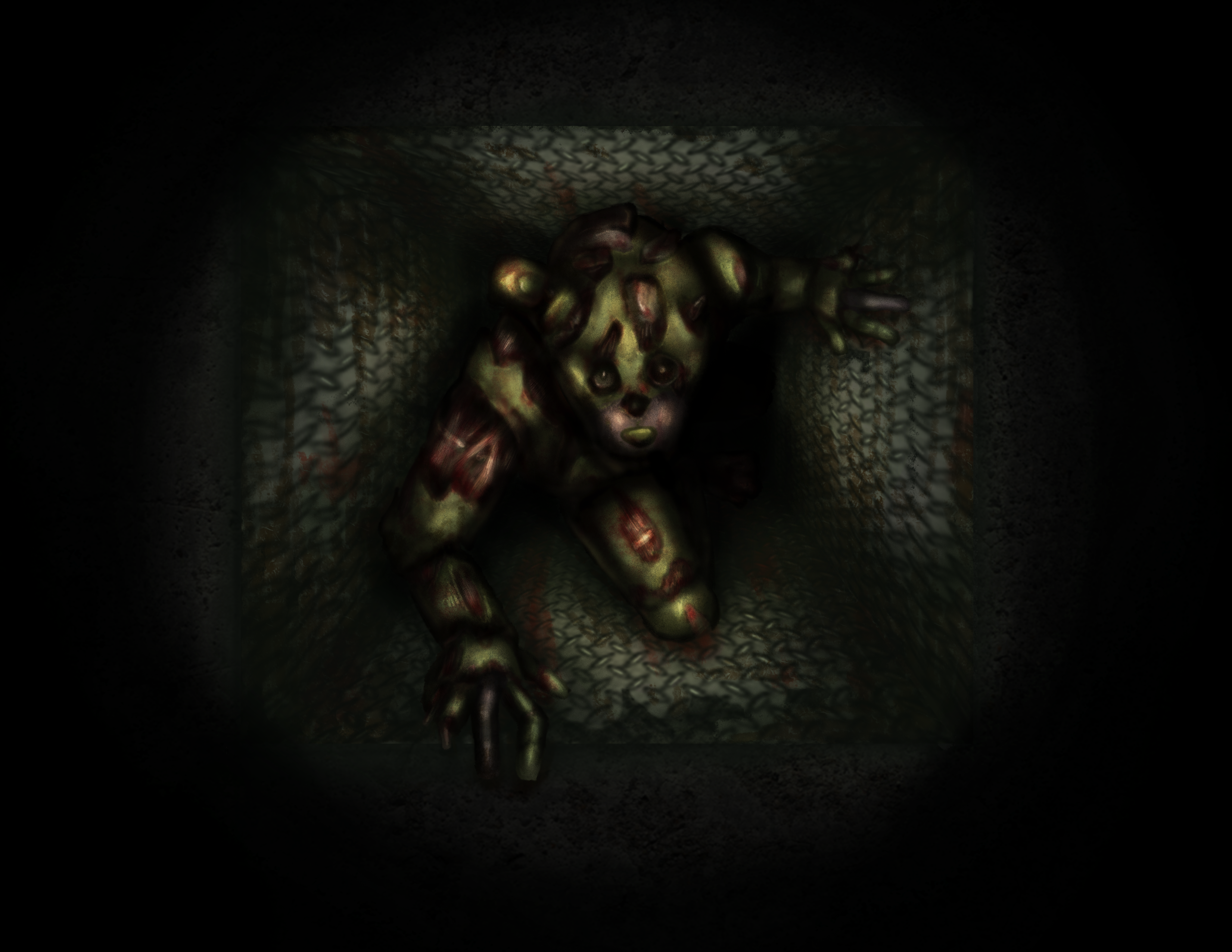 scraptrap from FNAF crawling through a vent